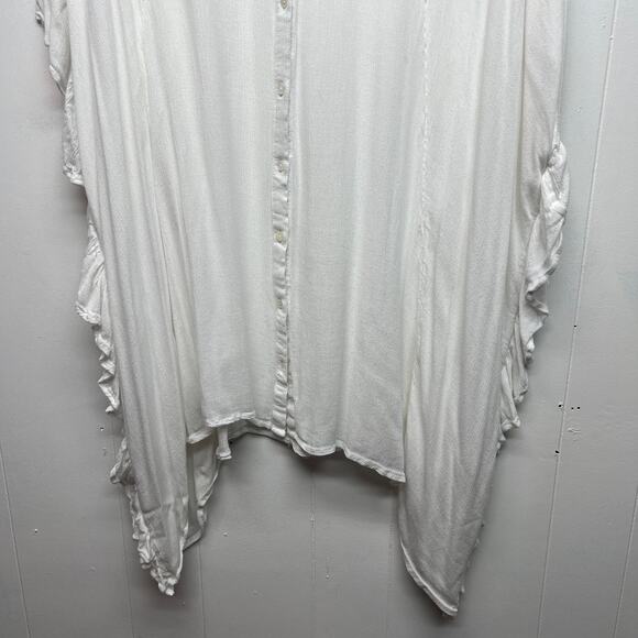Swimsuits For All Button Front Womens White Bikini Cover Up Sz 22/24 Ruffle Trim - Picture 5 of 16
